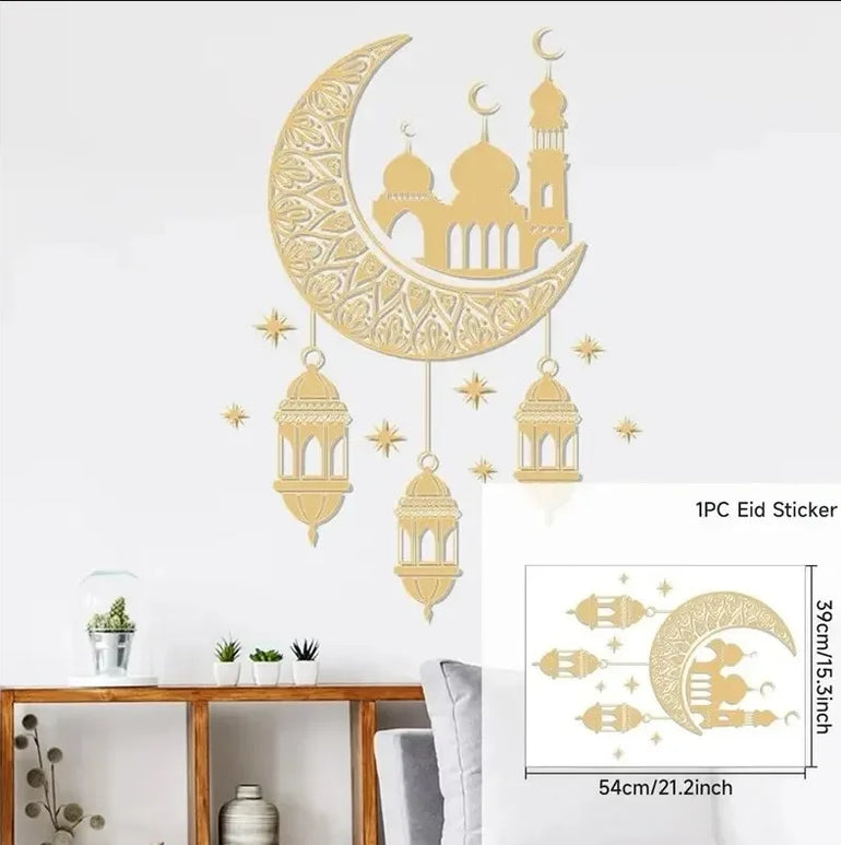 Eid Mubarak Wall Window Stickers Ramadan Decorations for Home 2025 Ramadan Kareem Islamic Muslim Party Decor Eid Mubarak Gifts