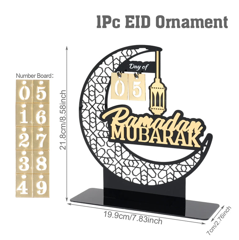 Ramadan Kareem Countdown Calendar Ornament Eid Mubarak Decoration 2025 For Home Muslim Islamic Festival Eid Al-Fitr Party Favors