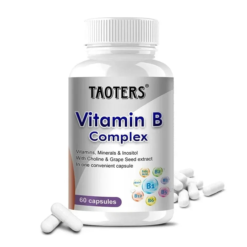 B-Complex Vitamin Capsules - Vitamins and Minerals, Immune System and Energy, Nervous System, Metabolism Support