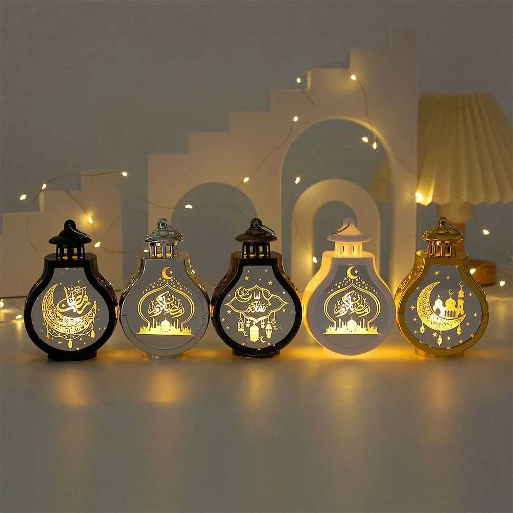 Ramadan Decorative Lantern Battery Powered Islamic Night Light Ramadan Kareem Lantern Islamic Muslim Party Decoration