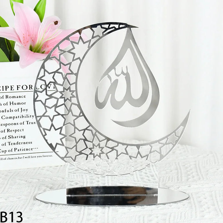 Eid Mubarak Table Ornaments Gold Star Moon Ramadan Kareem Home Decoration 2024 Islamic Muslim Home Party Decor Eid Al-fitr Gifts