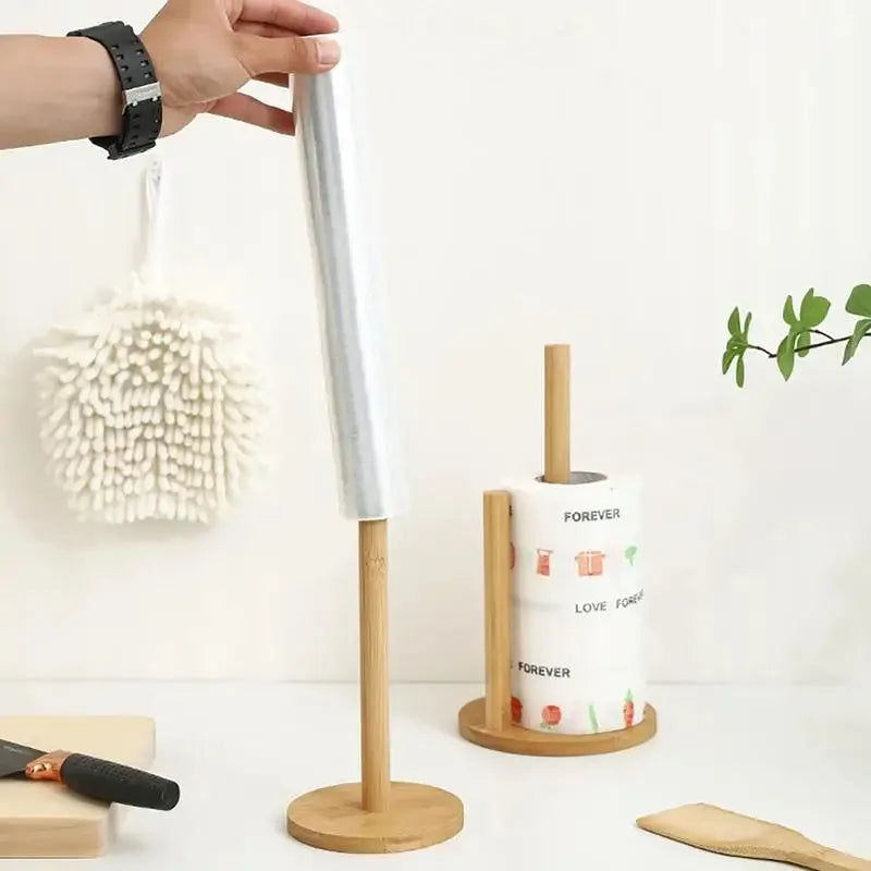 Kitchen Roll Paper Towel Holder Wooden Bathroom Oak Wood Tissue Holder Roll Towel Rack Stand Kitchen Accessories