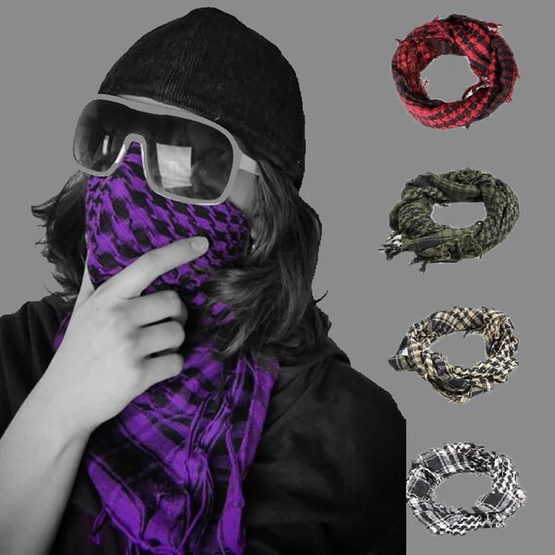 Military Tactical Scarf Camouflage Mesh Neck Scarf KeffIyeh Sniper Face Scarf Veil Shemagh Head Wrap for Outdoor Camping Hunting