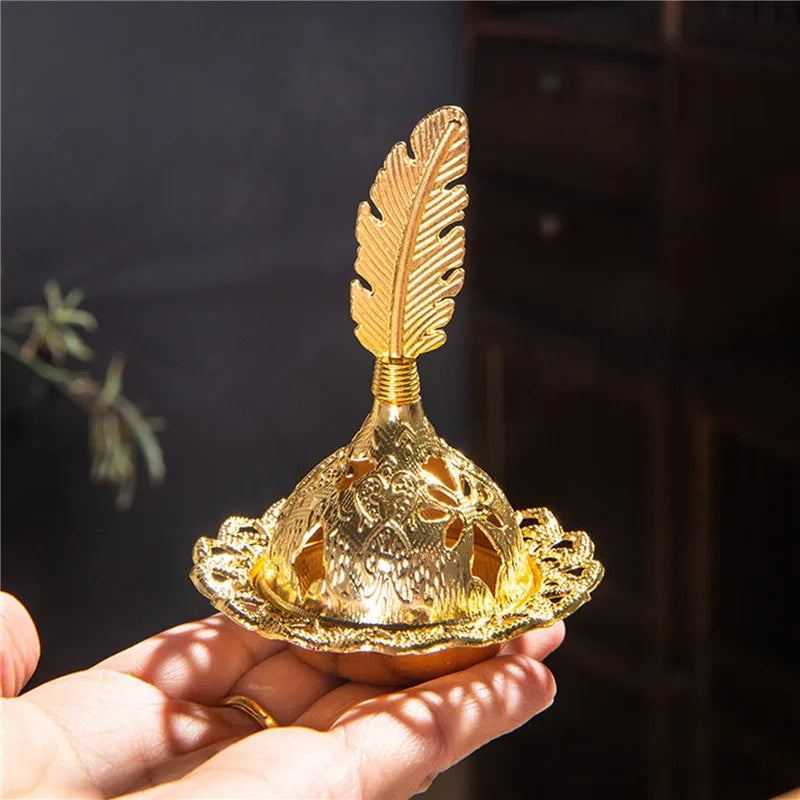 2024 Muslim Eid Mubarak Star Moon Mini Portable Golden Incense Tower Ornaments Ramadan Decor for Home Ramadan Kareem Party Decor