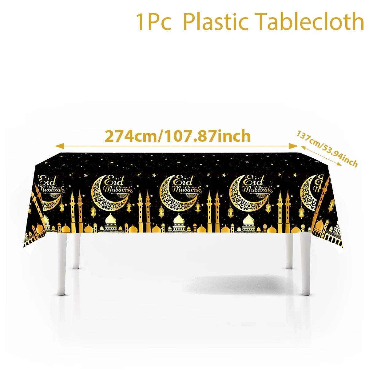 Eid Mubarak Star Moon Tablecloth Ramadan Kareem Decor for Home 2025 Islamic Muslim Party Eid Al Adha Supplies Castle Table Cover