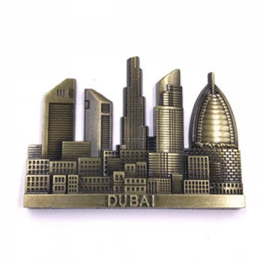 Dubai Travelling Souvenirs Metallic Fridge Magents UAE Tourist Souvenirs Metal Magnetic Sticketrs for Message Board Home Decor