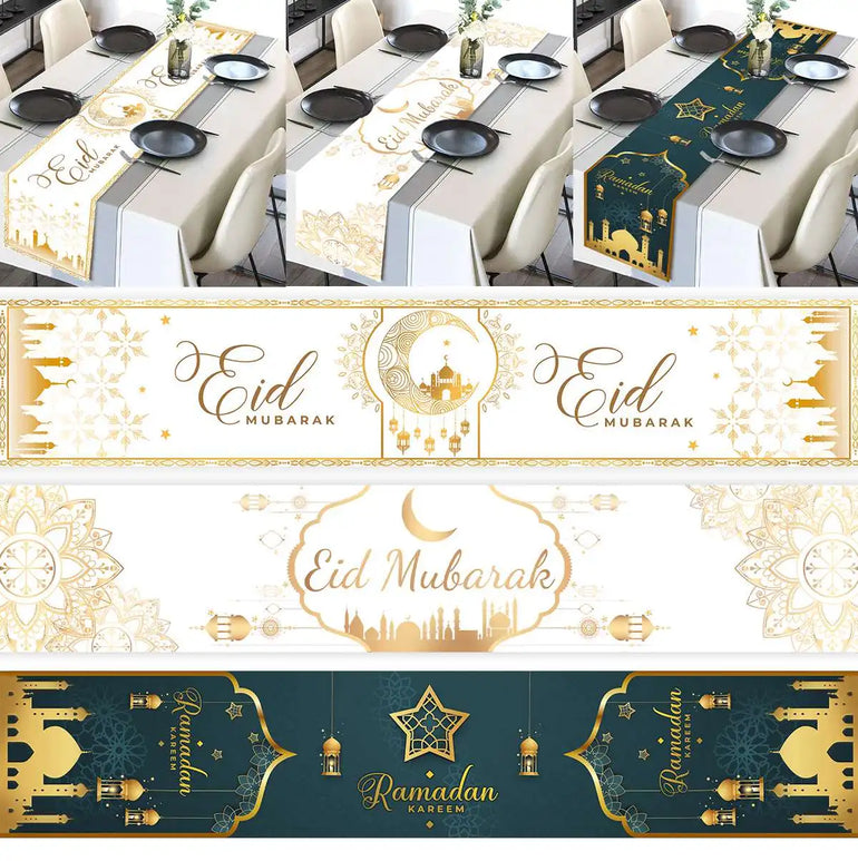 Ramadan Decoration Table Runner EID Mubarak Decor 2025 For Home Tablecloth Ramadan Kareem Islamic Muslim Party Eid Al-Fitr Gifts