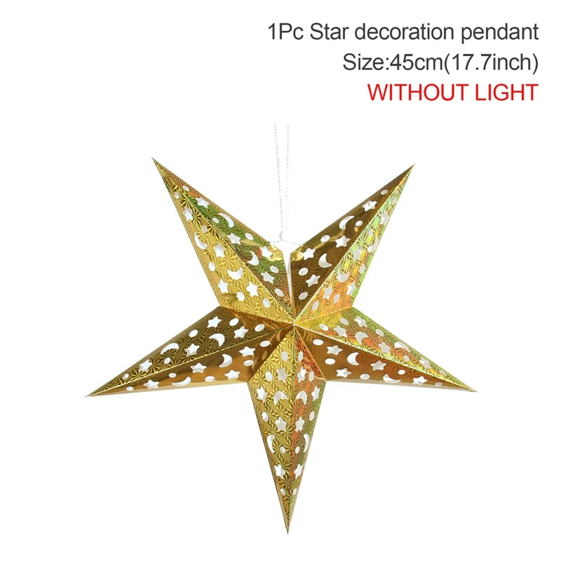 Eid Mubarak Hollow Star Hanging Pendant Ramadan Decoration For Home 2025 Islam Muslim Party Eid Al Adha Kareem Light Gifts