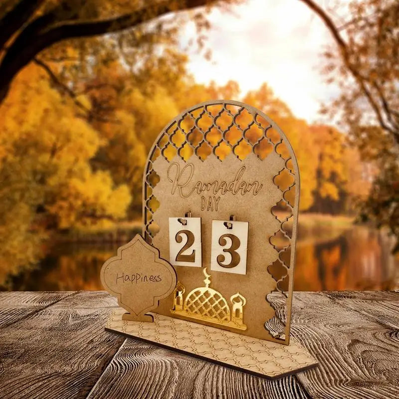 Wooden Ramadan Countdown Calendar Gifts Day of Ramadan Calendar with Replacing Number 2024 Eid Mubarak Home Decoration Ornament