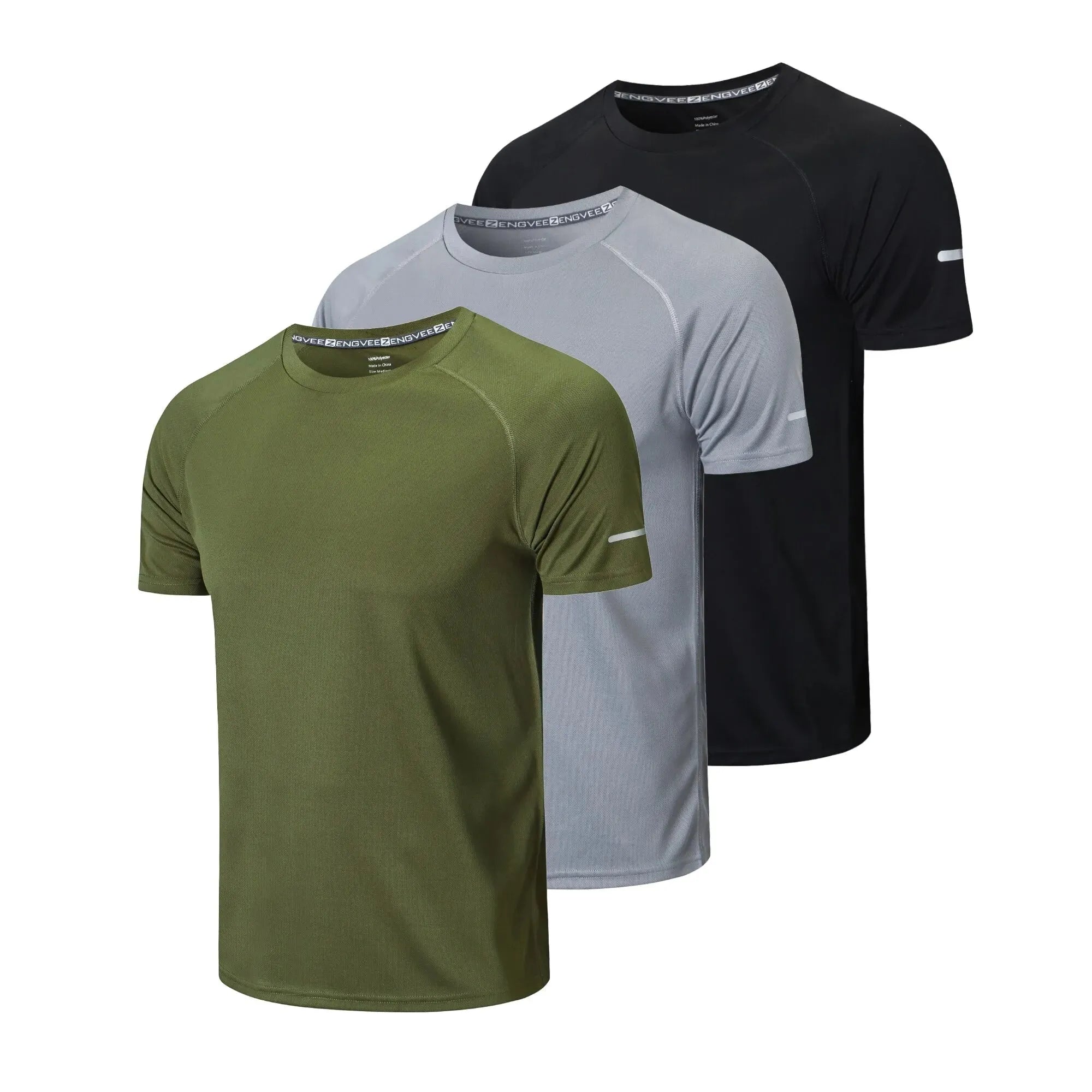 ZengVee 3 Pack Running Shirts Men Dry-Fit Workout Moisture Wicking Active Athletic Sport Tops