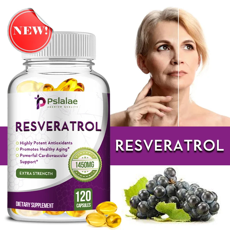 Beneficial Resveratrol 1450 Mg Powerful Antioxidant and Anti-resveratrol for Anti-aging and Supporting Cardiovascular Health