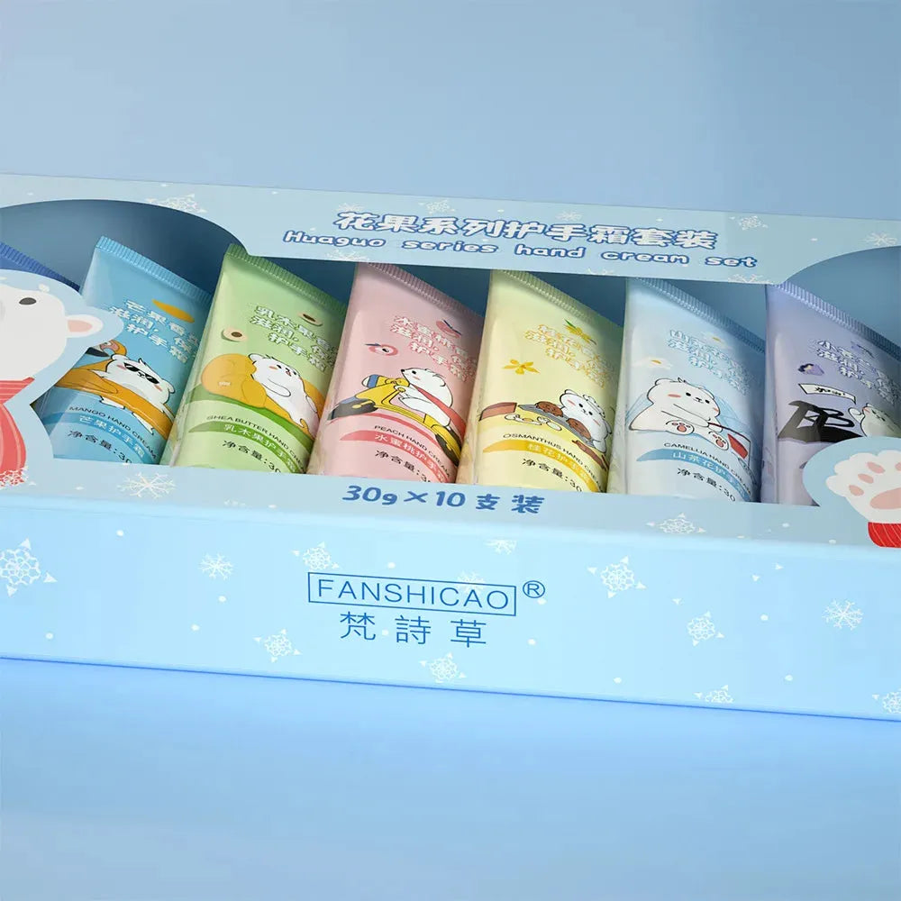 10pcs Fruit Flower Hand Cream Sets Sakura Avocado Chamomile Hand Creams Moisturizing Firming Hands Skin Care Products