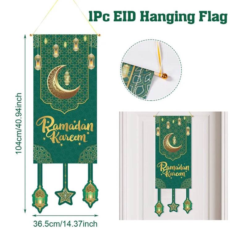 Eid Mubarak Decoration 2025 Hanging Flag Ramadan For Home Door Islamic Muslim Party Decor Ramadan Kareem Banner Eid Al-Fitr Gift