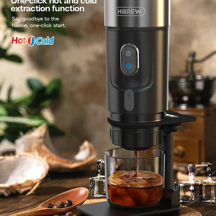 HiBREW Portable Coffee Machine for Car & Home,DC12V  Expresso Coffee Maker Fit Nexpresso Dolce  Pod Capsule  Coffee Powder H4A