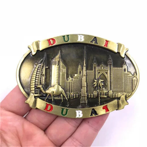 Dubai Travelling Souvenirs Metallic Fridge Magents UAE Tourist Souvenirs Metal Magnetic Sticketrs for Message Board Home Decor