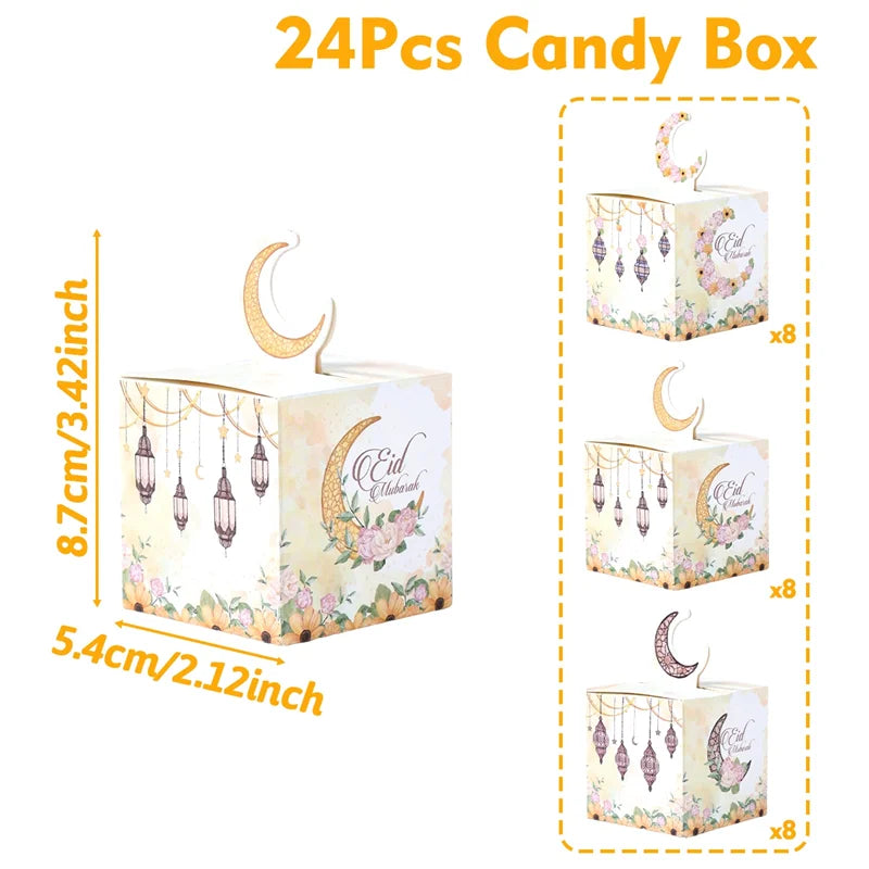 EID Mubarak Decor Triangle Candy Boxes Ramadan Decor 2025 Gift Box Ramadan Kareem Islamic Muslim Party Eid Al Adha Gifts