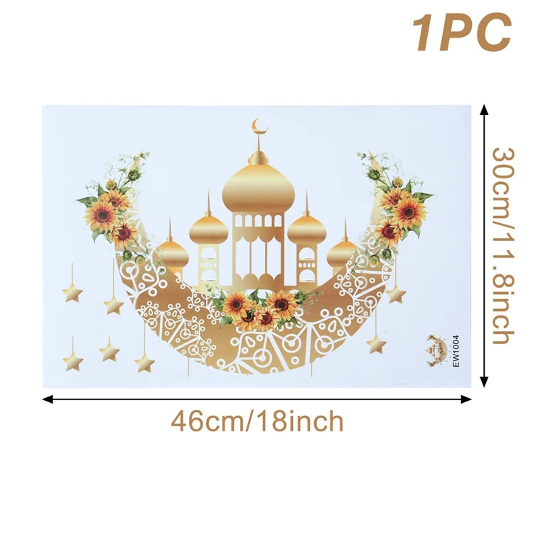 Eid Mubarak Wall Window Stickers Ramadan Decorations for Home 2025 Ramadan Kareem Islamic Muslim Party Decor Eid Mubarak Gifts