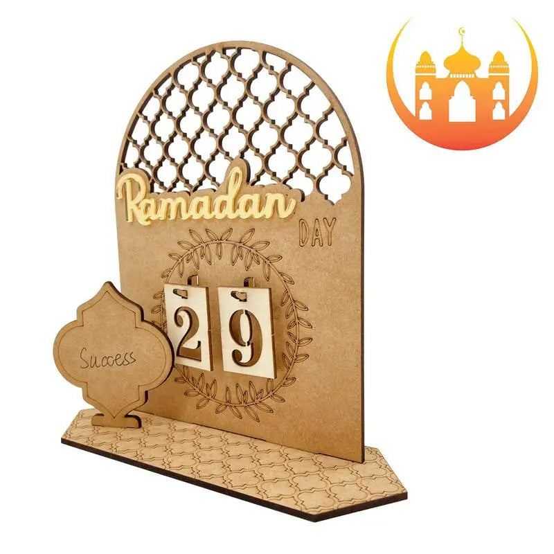 Wooden Ramadan Countdown Calendar Gifts Day of Ramadan Calendar with Replacing Number 2024 Eid Mubarak Home Decoration Ornament