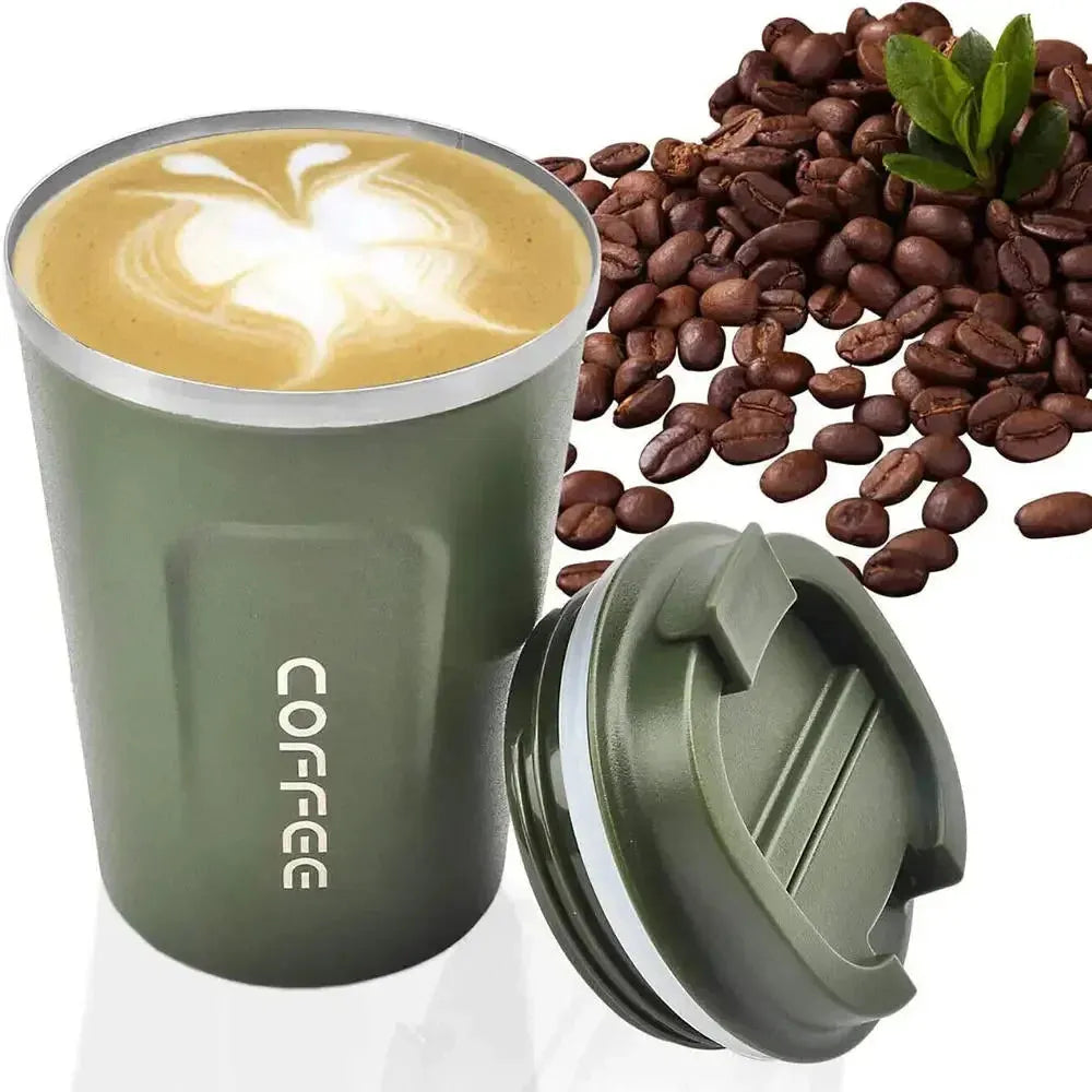 380ML/500ML Wall Insulated Coffee Mug Cup Travel Thermal Stainless Steel Flask Vacuum Car Mounted Water Bottle Wholesale