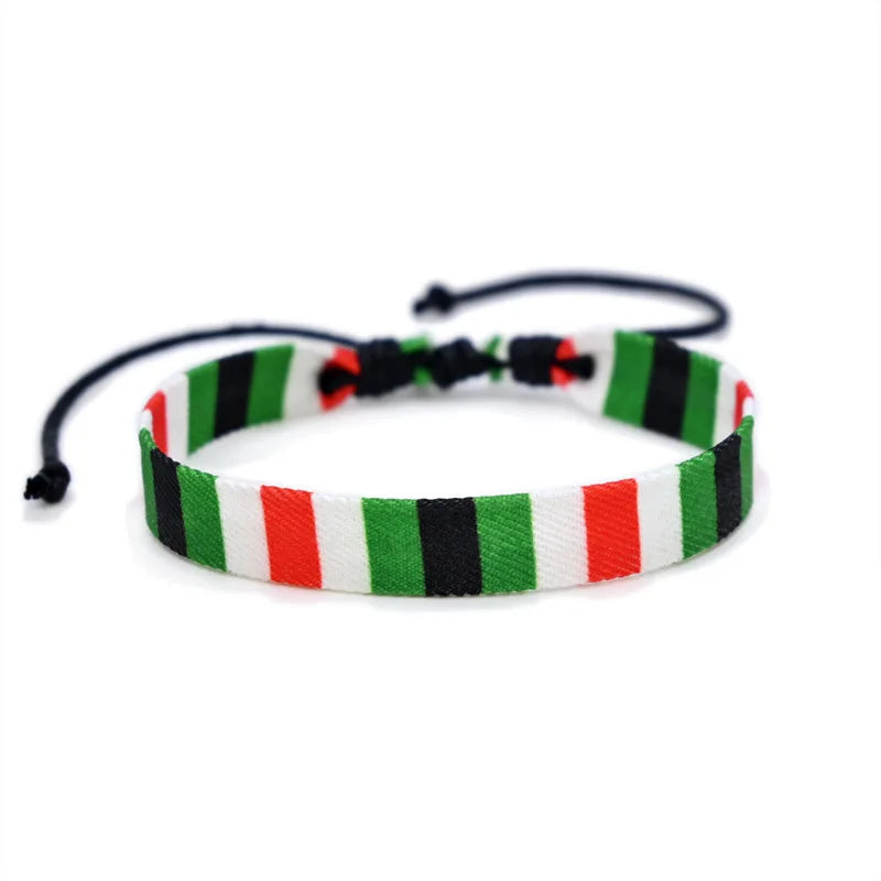 Multicolor Manual Weave Palestine Bracelet Gaza Color Arabic Ethnic Style Men Women Adjustable  Accessories Gifts hépīng Peace