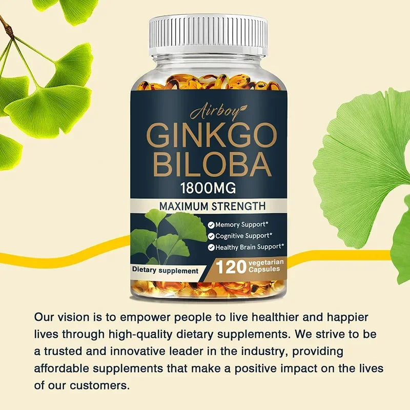 Ginkgo Biloba - Helps Maintain Brain Power, Energy, Memory, Concentration, Anti-Fatigue, Antioxidant