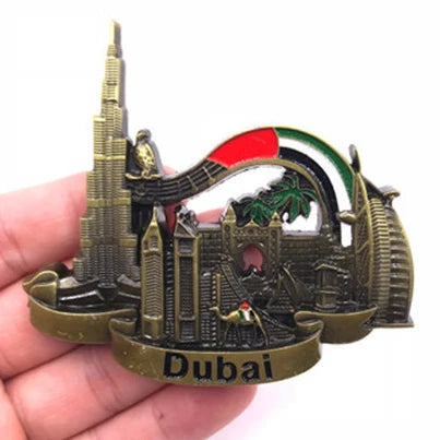 Dubai Travelling Souvenirs Metallic Fridge Magents UAE Tourist Souvenirs Metal Magnetic Sticketrs for Message Board Home Decor