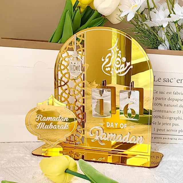 Ramadan Countdown Calendar Acrylic Eid Mubarak Ornament Kareem Ramadan Decoration 2025 For Home Islamic Muslim Party Decor Gifts