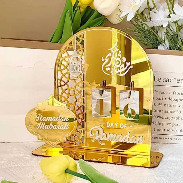 Ramadan Countdown Calendar Acrylic Eid Mubarak Ornament Kareem Ramadan Decoration 2025 For Home Islamic Muslim Party Decor Gifts