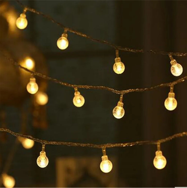 6M LED Light Crystal Ball Outdoor Garden Camping Light String 40 LED Lights Waterproof Garland Light Ramadan Decorations