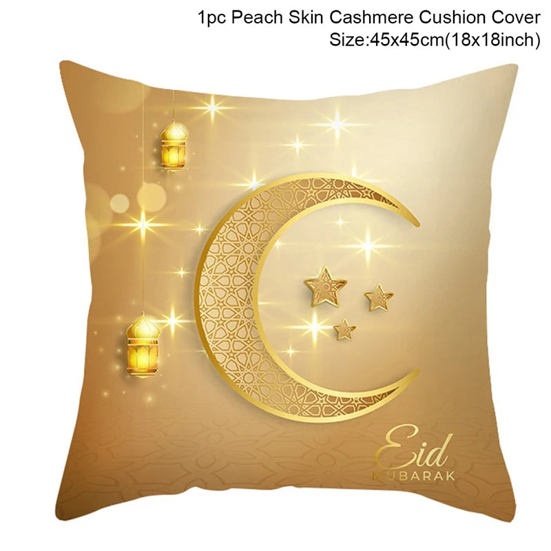 2024 Eid Mubarak Pillowcase Decor for Home Sofa Cushion Cover Islamic Ramadan Kareem Decoration Mosque Muslim Pillow Cover Gifts