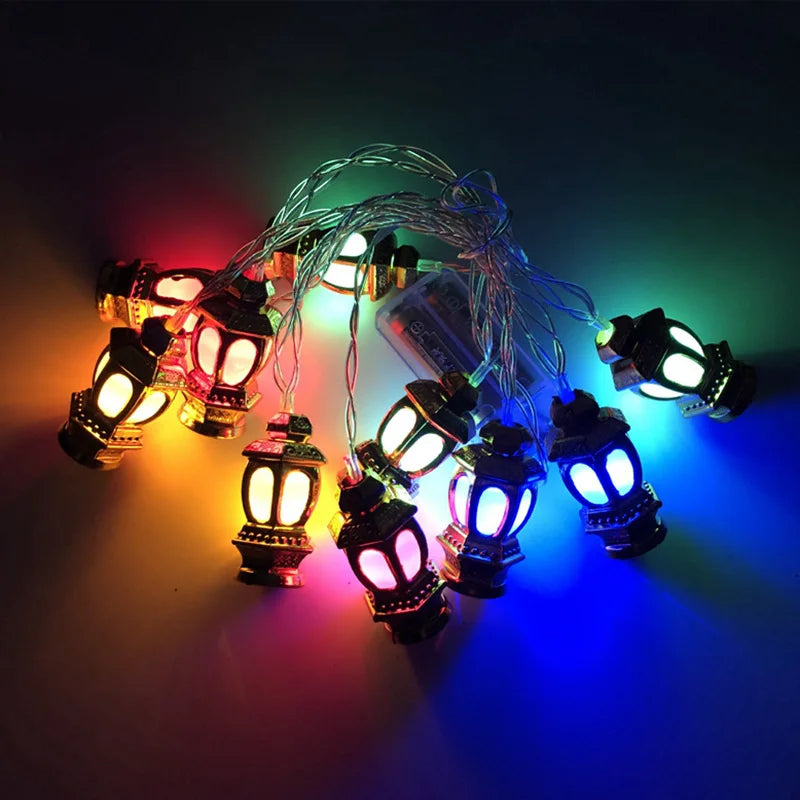 Ramadan Decoration Plastic Lantern Led String Lights Ramadan Kareem Decor Eid Mubarak Gift Al-Fitr Eid Festival Party Supplies