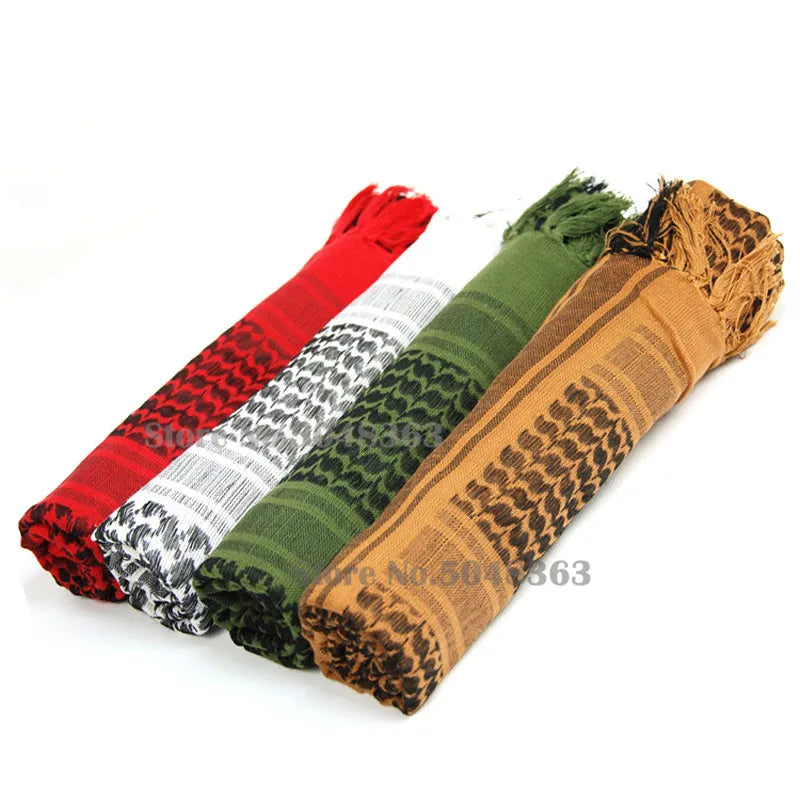 Tactical Arab Shemag Cotton Scarves Outdoor Unisex Army Military Hunting Paintball Head Scarf Face Mesh Desert Bandanas Scarf