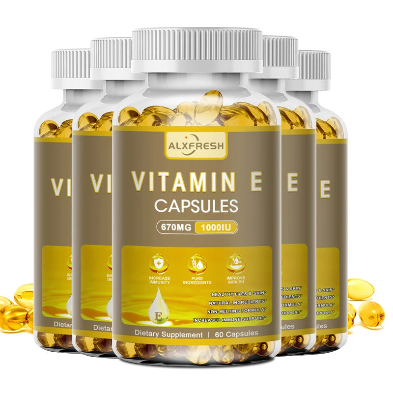 Alxfresh Vitamin E 670 mg (1000 IU) Dietery Supplement- Natural Antioxidant Support Cellular Respiration & Cardiovascular Health