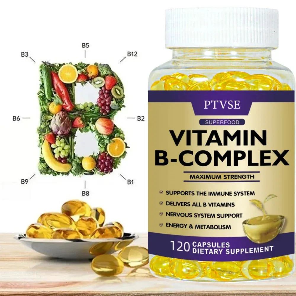 Vitamin B Complex Capsules Help Relieve Fatigue, Improve Digestion, Reduce Stress, Better Mood Support, Immune Supplement