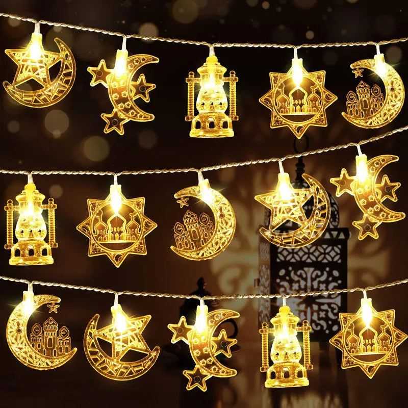 Ramadan Decoration 2025 Lighted Birch Trees Star Moon String Lights Eid Mubarak Tabletop Tree Decoration Islamic Muslim Supplies