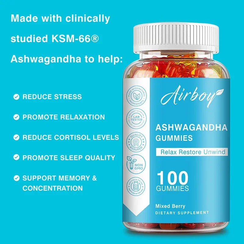 Ashwagandha Gummies - Stress and Anxiety Relief, Mood Balance, Relaxation and Calmness, Immune System Health