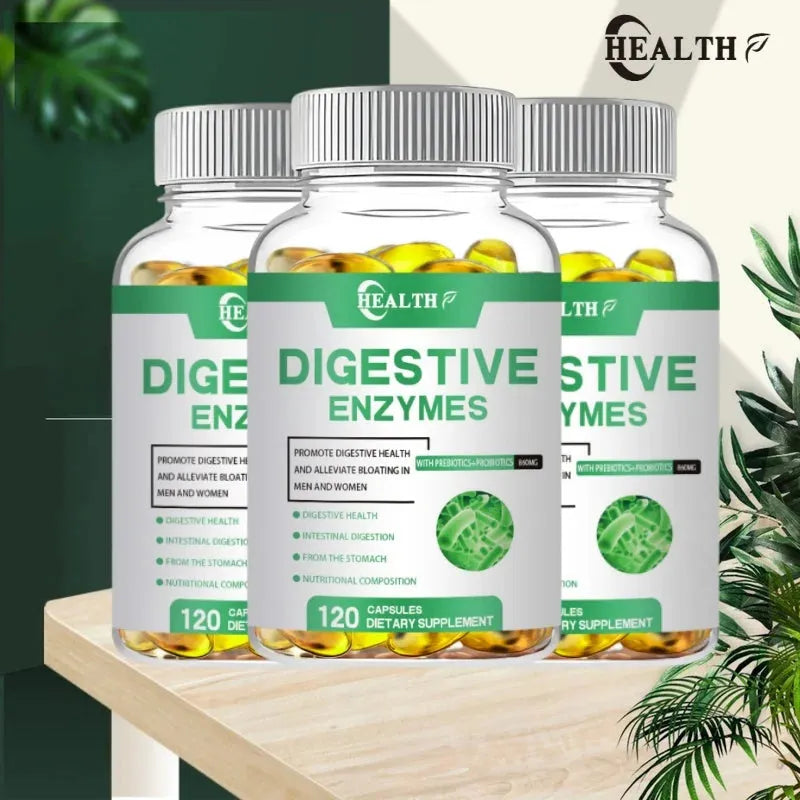 HEALTH Digestive Enzyme Capsules Supports Healthy Digestion Pancreatic Enzymes Amylase Lipase Bromelain Lactase Papain Protease