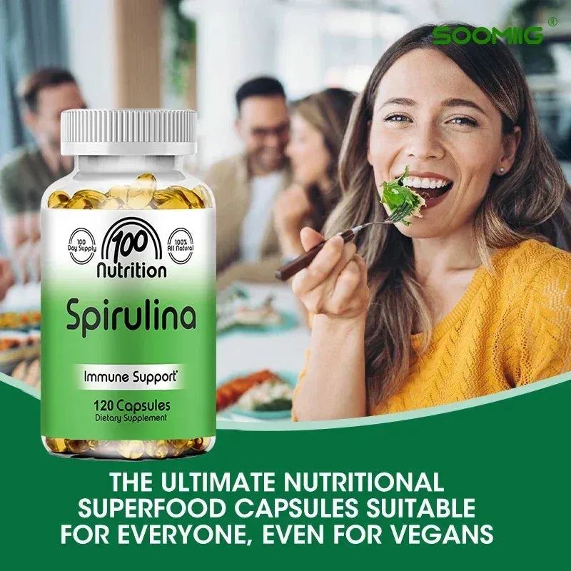 Spirulina Softgels Organic Superfood Algae - Supports Cardiovascular and Immune System Health, Powerful Antioxidant