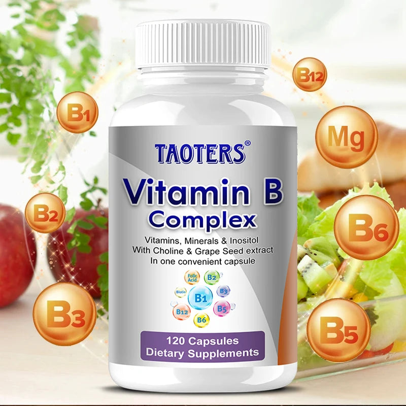 B-Complex Vitamin Capsules - Vitamins and Minerals, Immune System and Energy, Nervous System, Metabolism Support