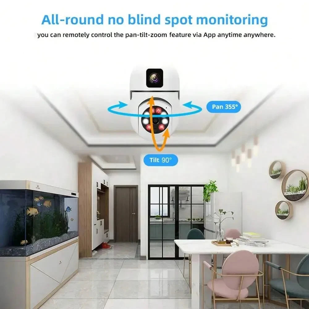 4MP E27 HD Dual Lens Bulb Camera WiFi Surveillance Night Vision 360 PTZ Camera Human Tracking Indoor CCTV Security Monitor