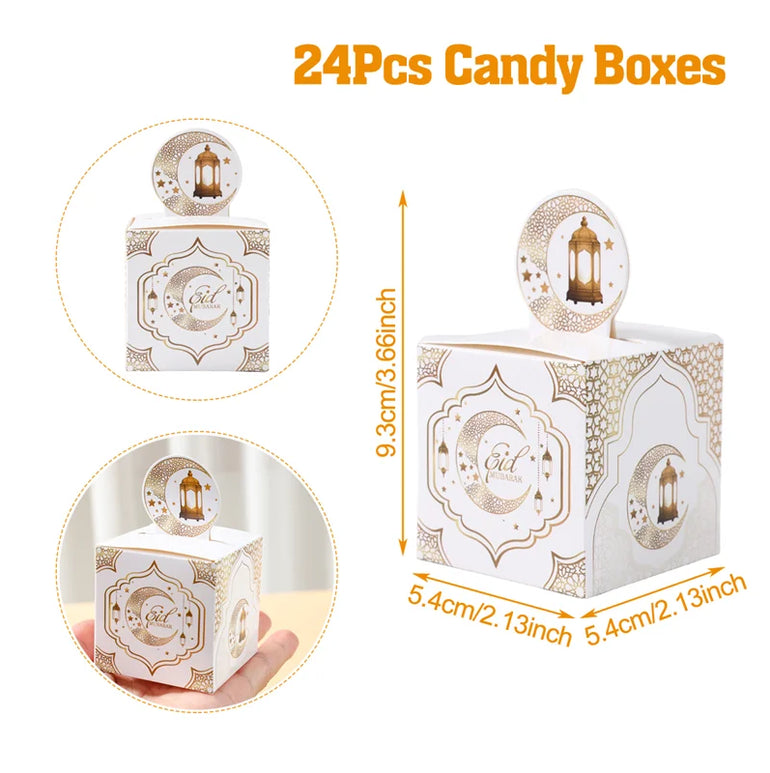 EID Mubarak Decor Triangle Candy Boxes Ramadan Decor 2025 Gift Box Ramadan Kareem Islamic Muslim Party Eid Al Adha Gifts