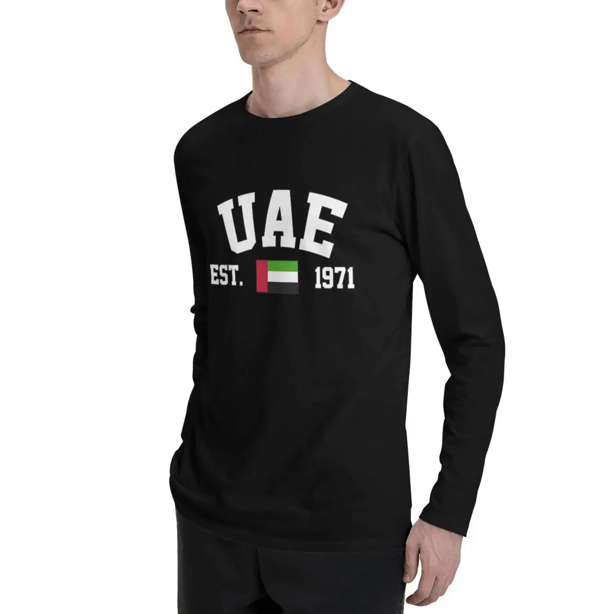 100% Cotton United Arab Emirates Flag With EST. Year Long Sleeve Autumn T shirts Men Women Unisex Clothing LS T-Shirt Tops Tees