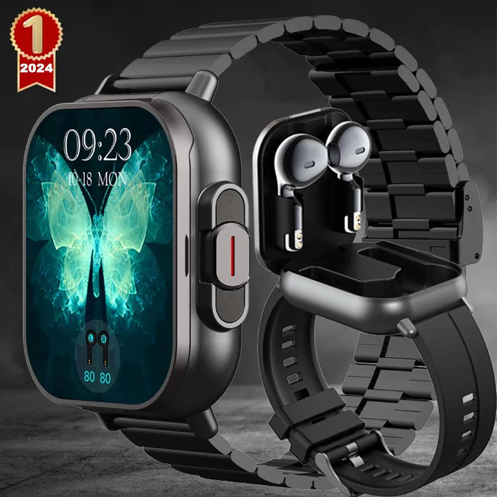 New TWS 2 in 1 Smartwatch D8 Sports Watch Bluetooth Headset Calling Watch Men Health Monitoring ENC Women Wristwatch With Earbud