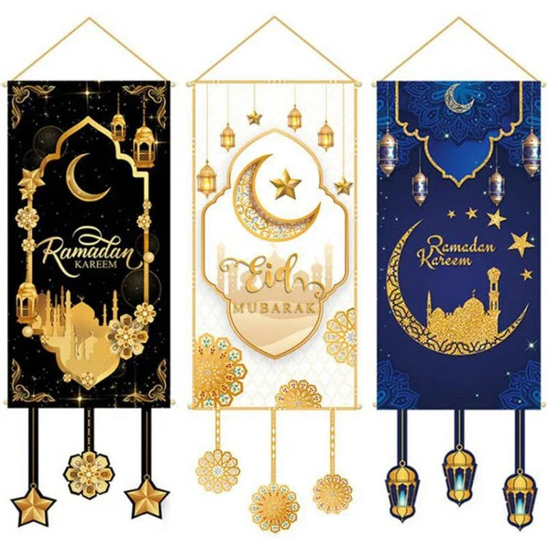 Eid Mubarak Decoration 2025 Hanging Flag Ramadan For Home Door Islamic Muslim Party Decor Ramadan Kareem Banner Eid Al-Fitr Gift