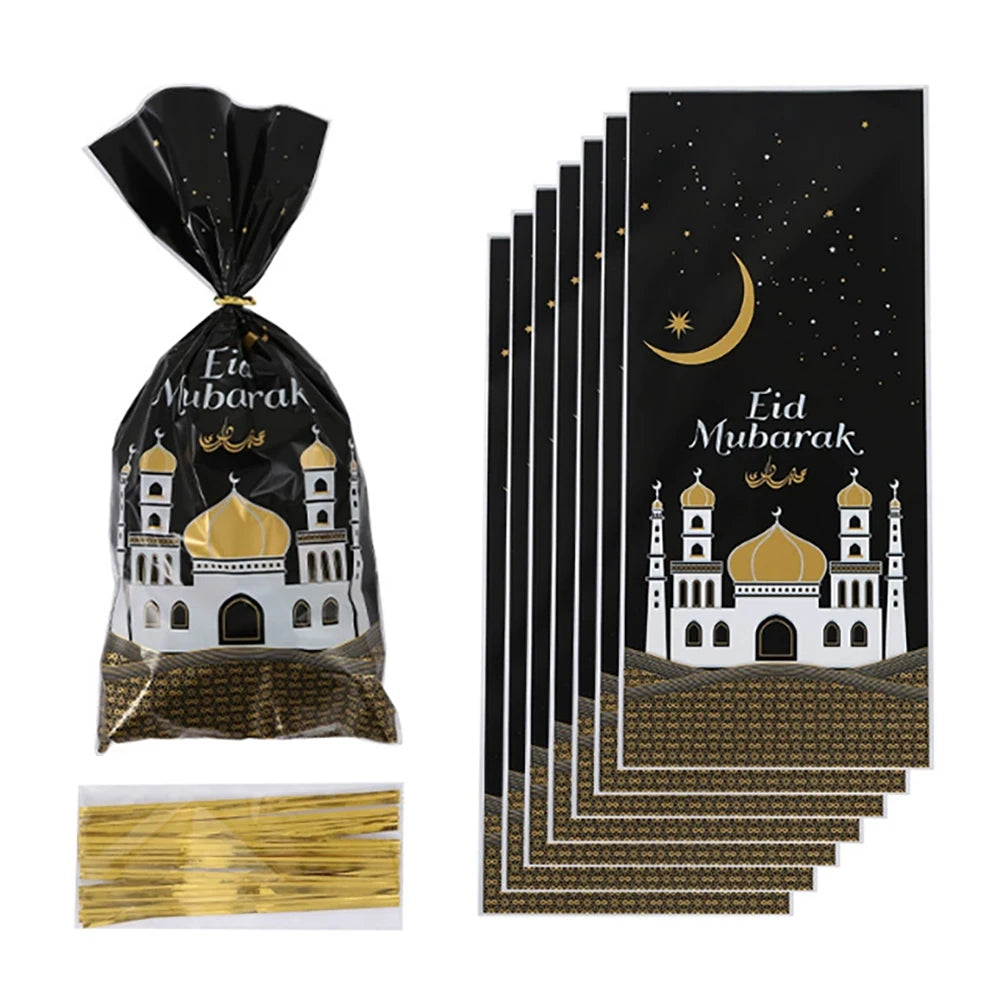 50/100pcs Ramadan Goodie Bags,Eid Mubarak Sweets Bags,Eid Gifts For Islamic Muslim,Eid Al-Fitr Candy Bags Ramadan Kareem Decor