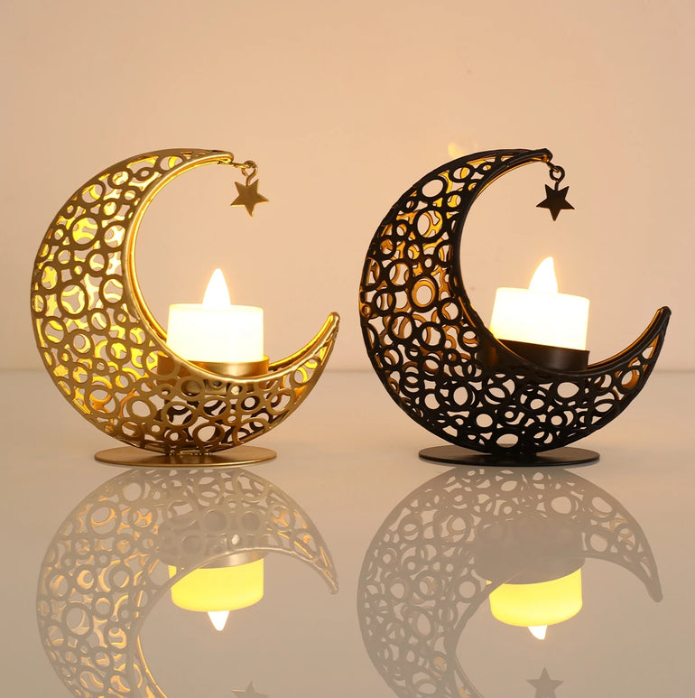 Ramadan Decor Moon Candlestick EID Mubarak Decor 2025 Home Candle Holder Ramadan Kareem Islamic Muslim Party Eid Al Adha Gifts