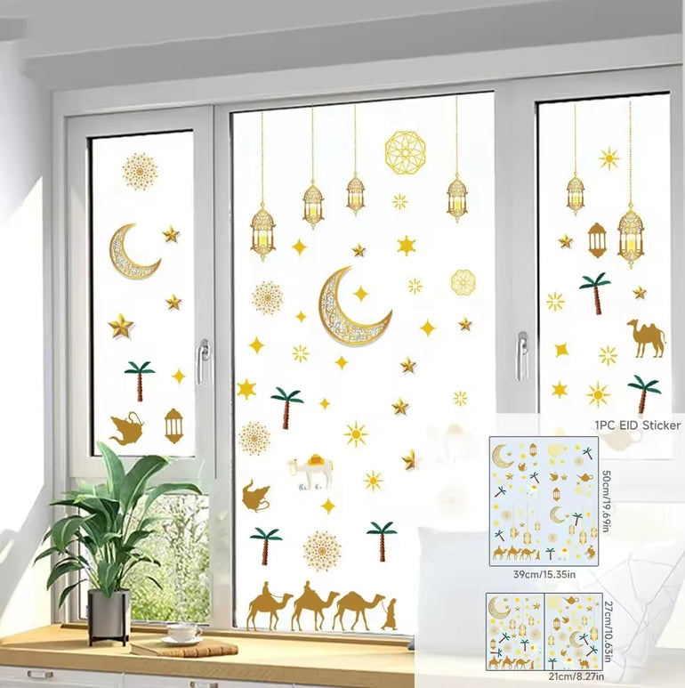 Eid Mubarak Wall Window Stickers Ramadan Decorations for Home 2025 Ramadan Kareem Islamic Muslim Party Decor Eid Mubarak Gifts