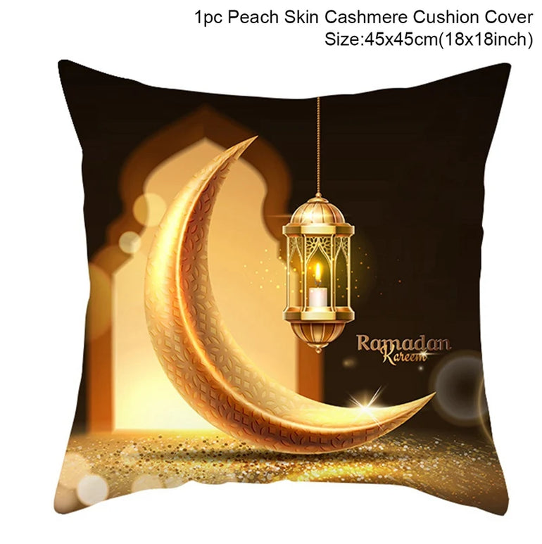 2024 Eid Mubarak Pillowcase Decor for Home Sofa Cushion Cover Islamic Ramadan Kareem Decoration Mosque Muslim Pillow Cover Gifts