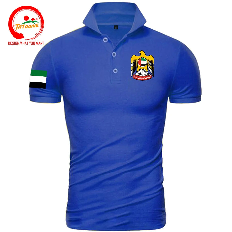 United Arab Emirates ARE UAE Emirati Polo Shirts Men Fashion 100% Cotton Polo Shirt Classic Country Flag Design Nation Team Tops