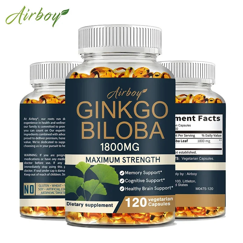 Ginkgo Biloba - Helps Maintain Brain Power, Energy, Memory, Concentration, Anti-Fatigue, Antioxidant